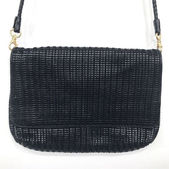 Stone Mountain Black Woven Shoulder Bag /Clutch - Picture 1 of 16